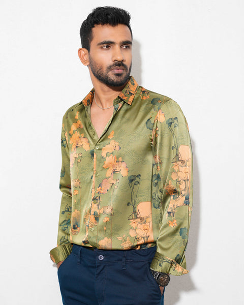Sultan Casual Shirt LS -  Olive Multi