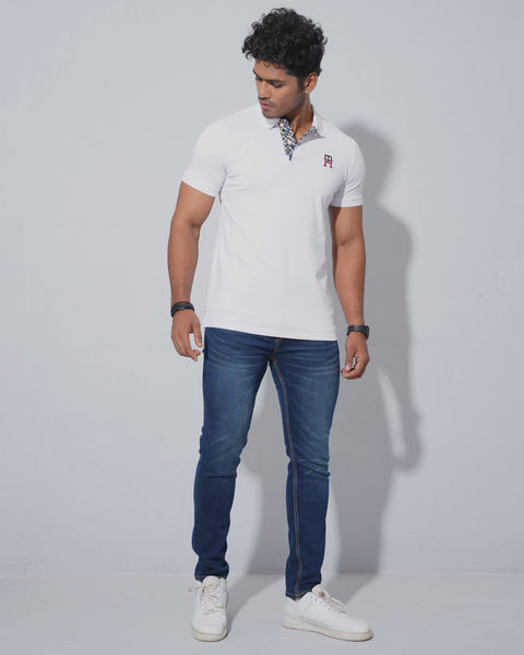 Men's Contrast POLO-White