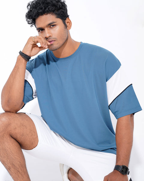 Drop Shoulder-Sky Blue