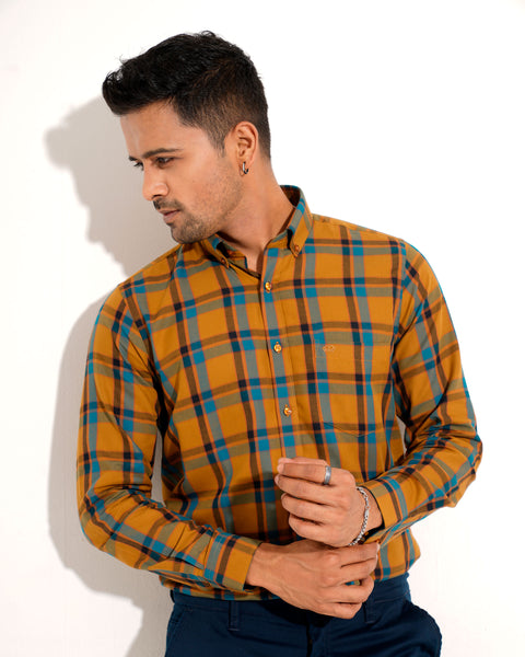 Sultan Formal Shirt- Mustard Multi