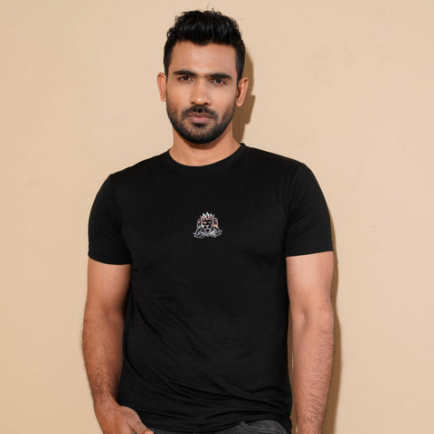 Sultan Men's T Shirt Basic Lion Logo - Black