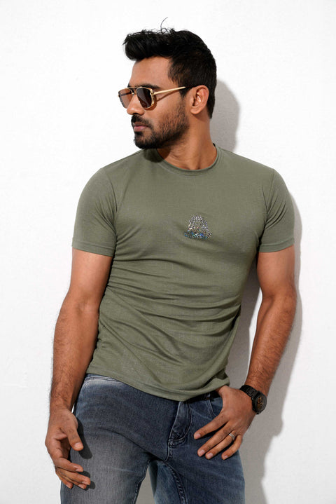 Sultan Men's T Shirt Basic Lion Logo - Green