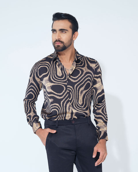 Sultan Men's Casual Shirt - Black Multicolor