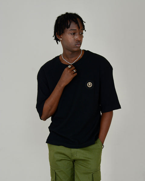 Drop Shoulder-Lion Logo-Black