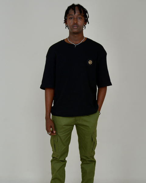 Drop Shoulder-Lion Logo-Black