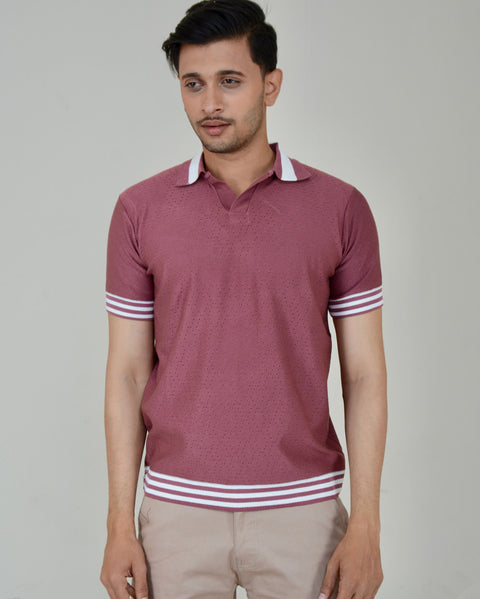 Polo V Neck-Mulberry