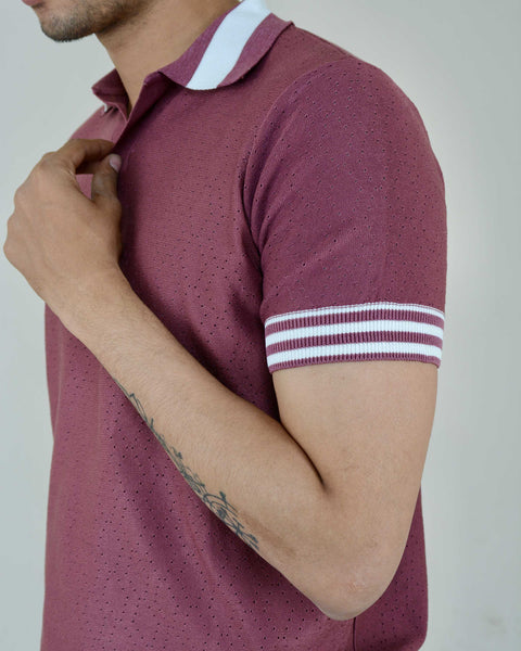 Polo V Neck-Mulberry