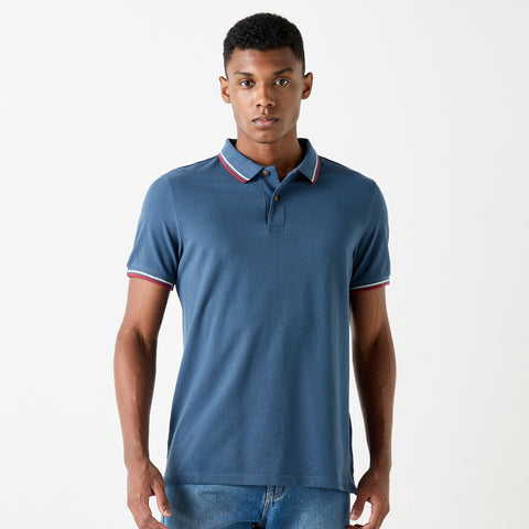 Cotton knitted coller T-shirt